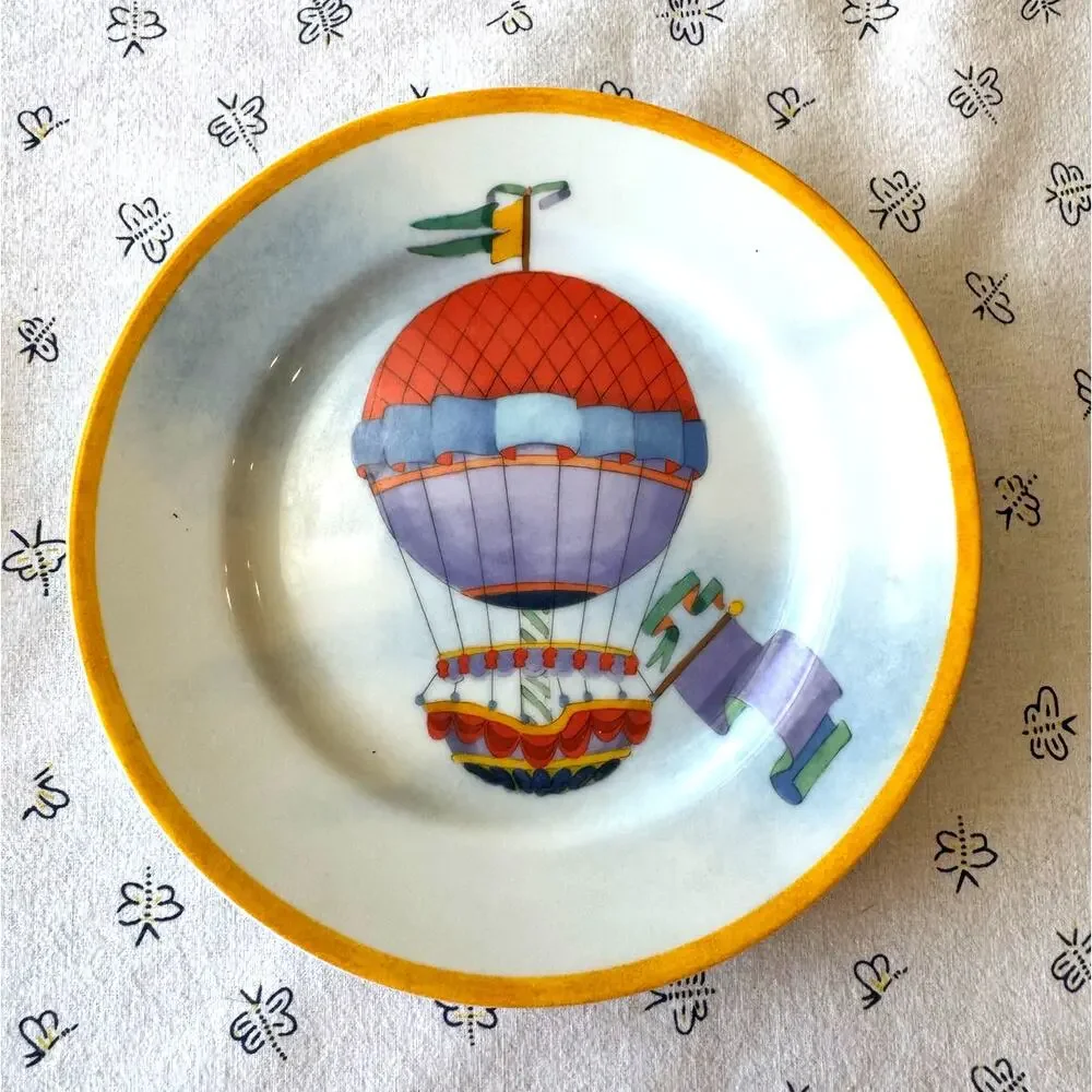 Williams Sonoma Hot Air Balloon Montgolfière Salad Plates x4 wall decor